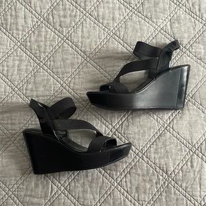 Women’s black wedge sandals size 8
